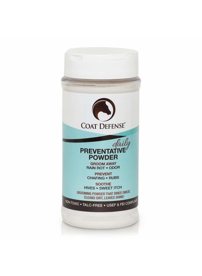 COAT DEFENSE بودرة وقائية يومية للدفاع عن المعطف للخيول - آمنة وفعالة لعلاج الحكة الحلوة، مشاكل الجلد، الخدوش، ومرض المطر - شامبو جاف للخيول، تركيبة 16 أونصة بمكونات طبيعية بالكامل - Image 1
