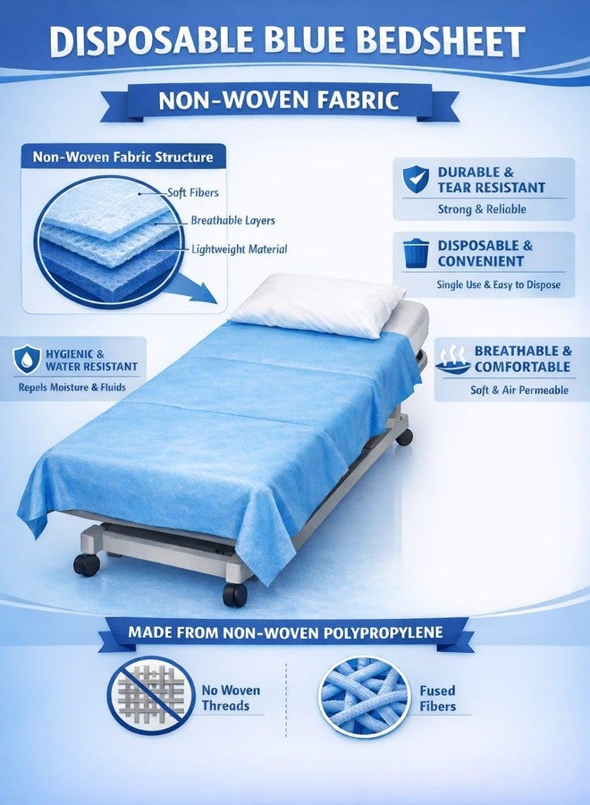 RXSHOPY Blue Double King Size Disposable Bed Sheets for Patients, Disposable Bed Cover Hospital I Single use Non Woven Bedsheets for Massage, Spa I 90 x 63 Inches, Pack of 5 - Image 3