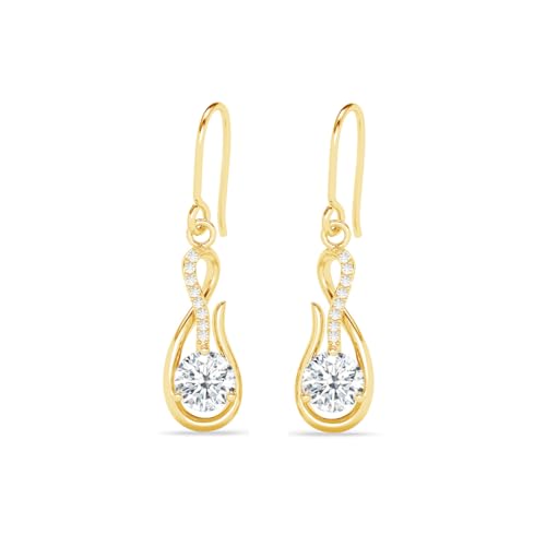 CLARA 925 Sterling Silver Ceci Solitaire Earrings | Gold Plated, Swiss Zirconia |Gift for Women and Girls - Image 1