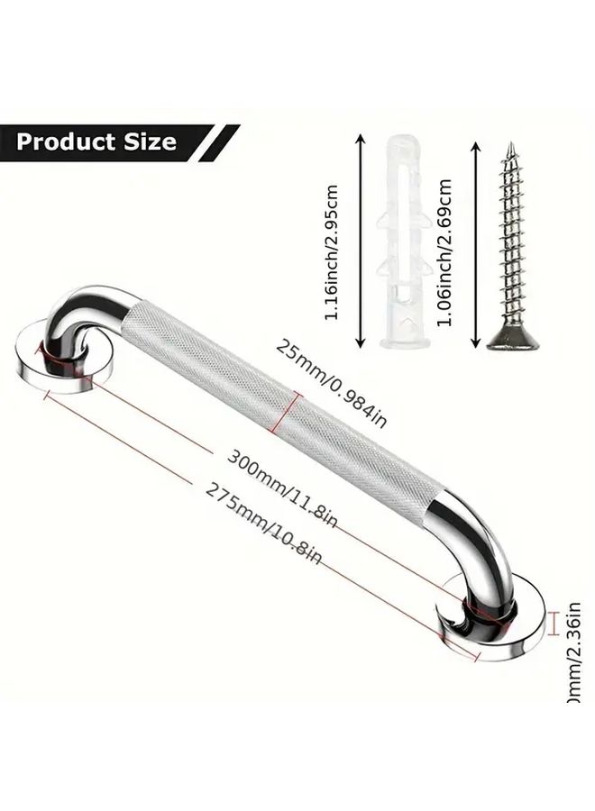 2pcs 13 Inch 304 Stainless Steel Non Slip Bathroom Handrails Chrome Safety Handles For Kitchen Bedroom Bathtub Shower Steps Indoor Outdoor - Image 2