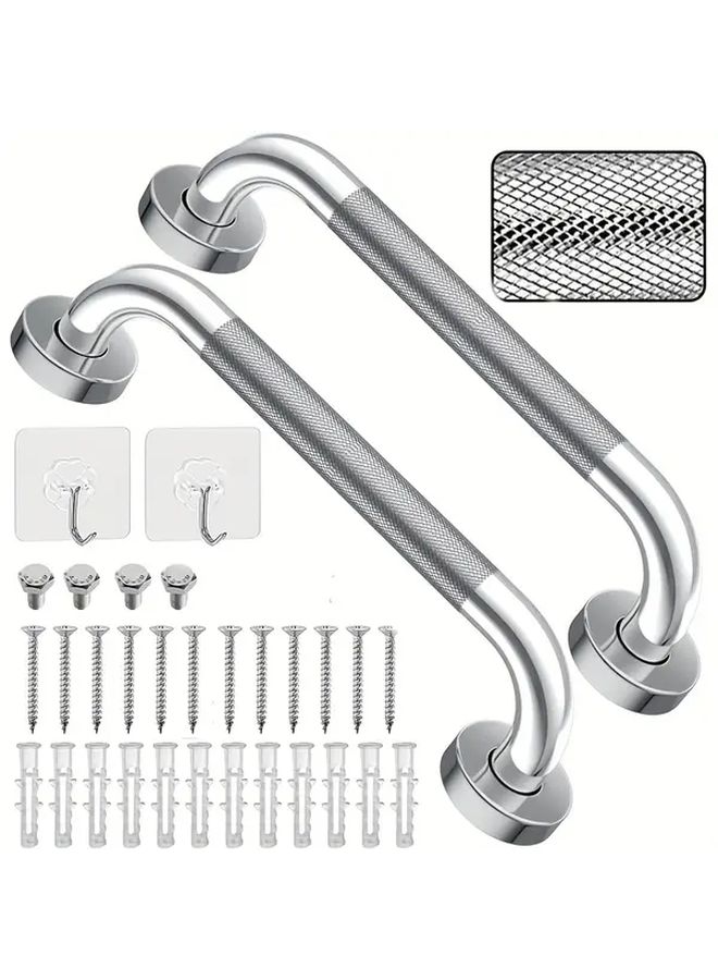 2pcs 13 Inch 304 Stainless Steel Non Slip Bathroom Handrails Chrome Safety Handles For Kitchen Bedroom Bathtub Shower Steps Indoor Outdoor - Image 1