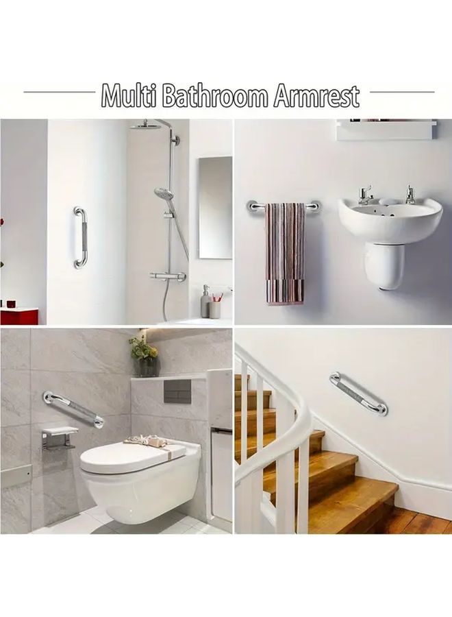 2pcs 13 Inch 304 Stainless Steel Non Slip Bathroom Handrails Chrome Safety Handles For Kitchen Bedroom Bathtub Shower Steps Indoor Outdoor - Image 4