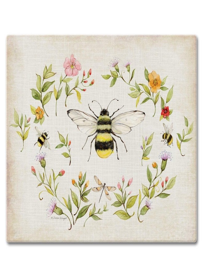 CounterArt Bee Wreath 3mm Tempered Glass Cutting Board 15” x 12” Manufactured in the USA Serving Board Charcuterie Board - Image 1