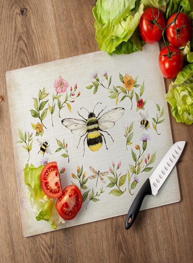 CounterArt Bee Wreath 3mm Tempered Glass Cutting Board 15” x 12” Manufactured in the USA Serving Board Charcuterie Board - Image 5