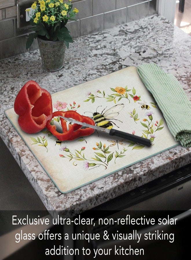 CounterArt Bee Wreath 3mm Tempered Glass Cutting Board 15” x 12” Manufactured in the USA Serving Board Charcuterie Board - Image 3