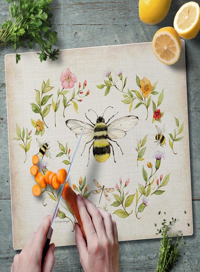 CounterArt Bee Wreath 3mm Tempered Glass Cutting Board 15” x 12” Manufactured in the USA Serving Board Charcuterie Board - Image 4