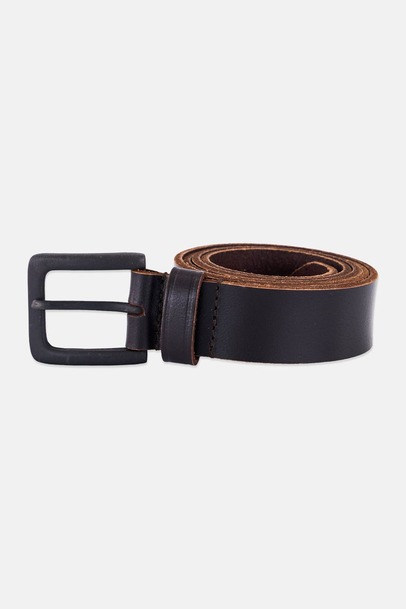 Jack Jones Men Domino Leather Belt With Metal Buckle, Dark Brown  - Image 1