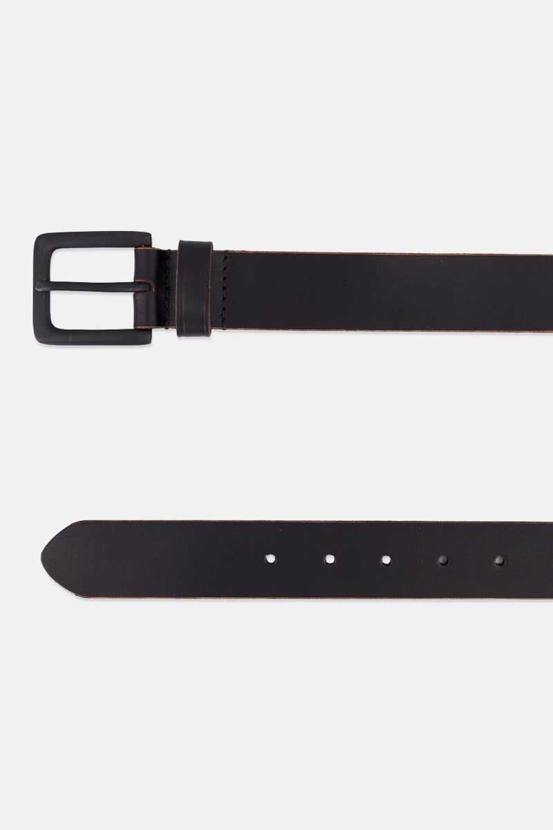 Jack Jones Men Domino Leather Belt With Metal Buckle, Dark Brown  - Image 2