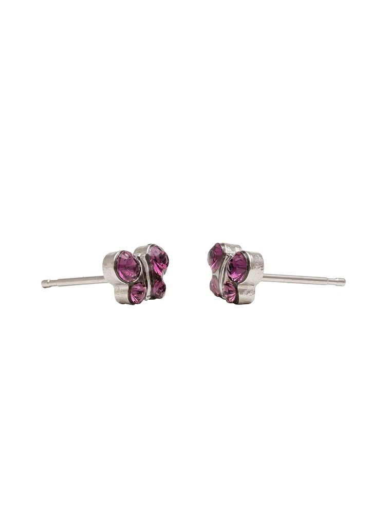 Studex February Amethyst Butterfly Shape Allergy-Free Stainless Steel Ear Studs - Image 4