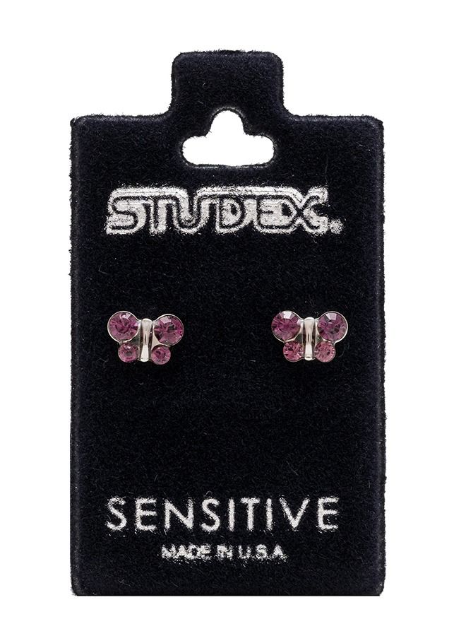 Studex February Amethyst Butterfly Shape Allergy-Free Stainless Steel Ear Studs - Image 5