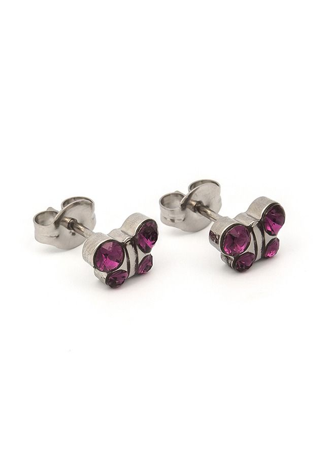 Studex February Amethyst Butterfly Shape Allergy-Free Stainless Steel Ear Studs - Image 2