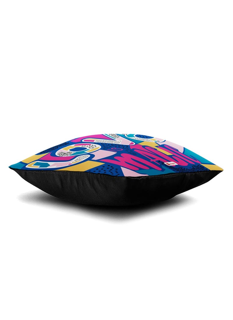 Indigifts - Indigifts Valentine Gifts Fibre Love is Magic Quote Cushion Cover with Filler (Multicolor, 12x12 inches) - Image 1