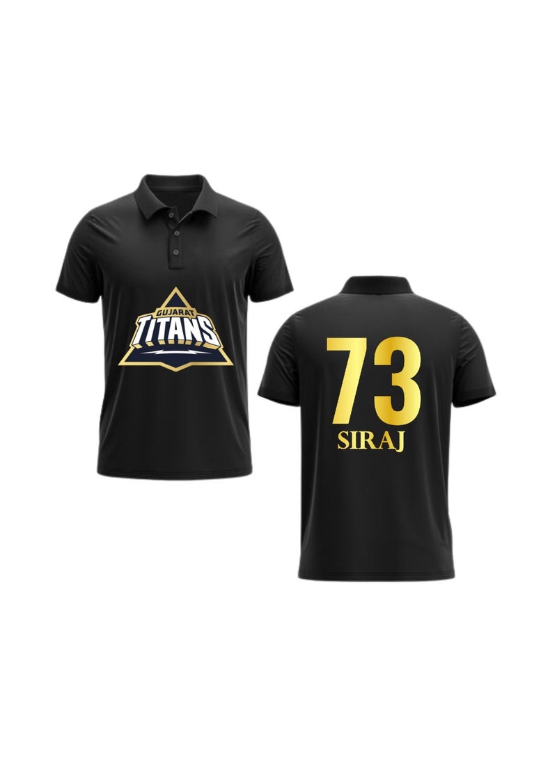 PRINTSHOP4ME Gujarat Cricket Men's Dry-Fit Polo Neck T-Shirt With Cap|Soft&Breathable Sportswear For Cricket Lovers|Wear It For Games - Image 1