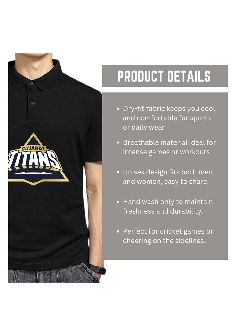 PRINTSHOP4ME Gujarat Cricket Men's Dry-Fit Polo Neck T-Shirt With Cap|Soft&Breathable Sportswear For Cricket Lovers|Wear It For Games - Image 4
