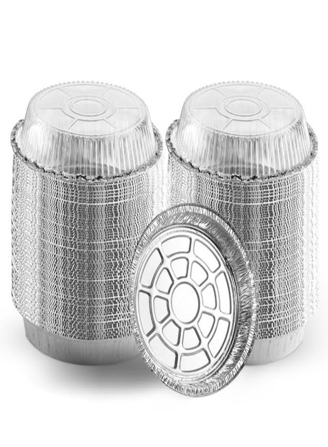 MontoPack 7” Round 100 Pack Aluminum Foil Pans with Clear Lids | Disposable Containers with Straight Walls for Storing, Baking, Meal Prep & Reheating | Freezer & Oven Safe, Recyclable - Image 1
