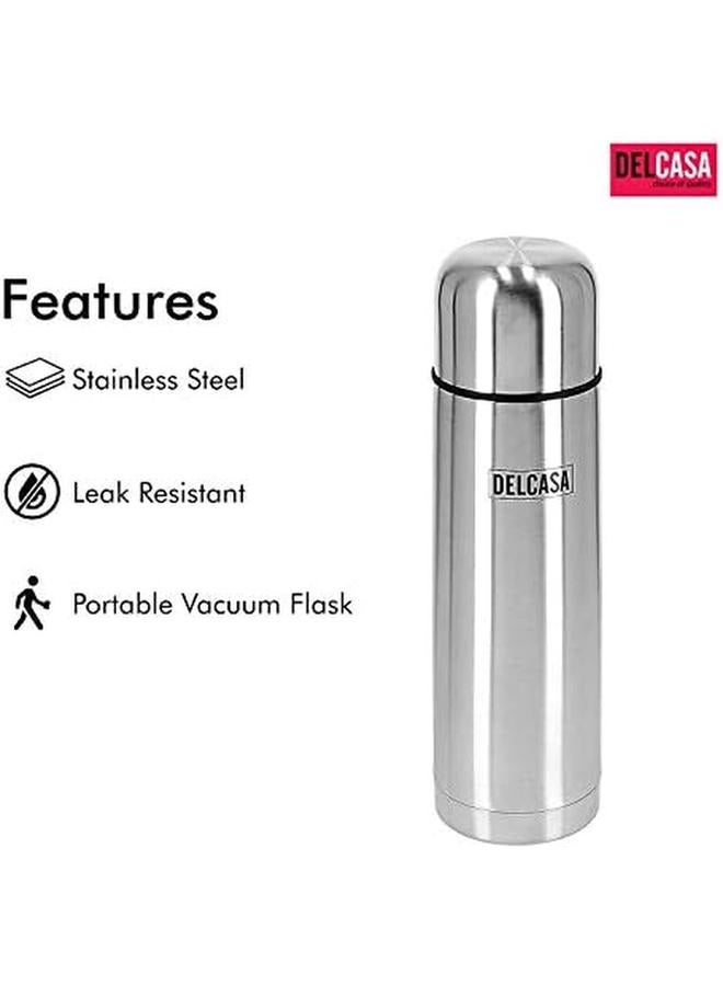 DELCASA Dc1767 750Ml 25Oz Stainless Steel Vacuum Water Bottle Insulated Flask Bottle Thermos Flask With Double Wall Design Hot And Cool Portable And Leak Proof Perfect For Camping Hiking Silver - Image 2