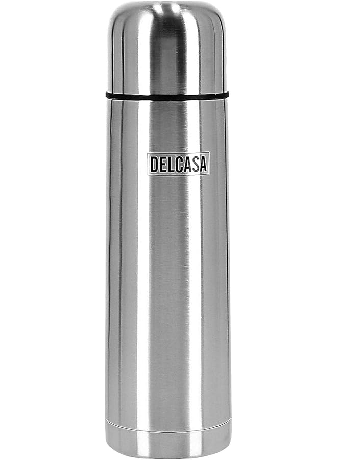 DELCASA Dc1767 750Ml 25Oz Stainless Steel Vacuum Water Bottle Insulated Flask Bottle Thermos Flask With Double Wall Design Hot And Cool Portable And Leak Proof Perfect For Camping Hiking Silver - Image 1