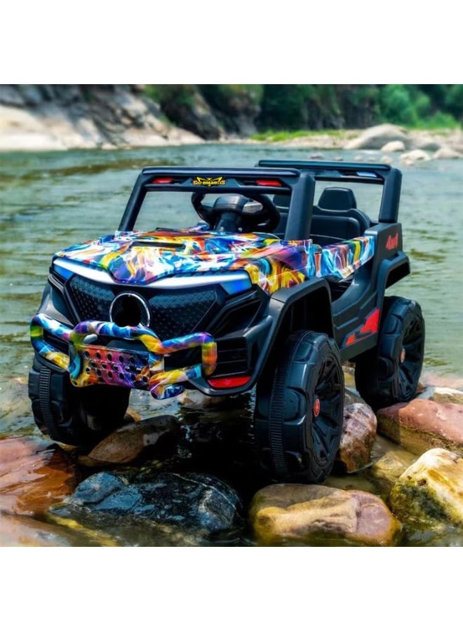 Gold Mantis 12V Kids Electric Ride On Car 4x4 Jeep with Parental Remote Control, LED Lights, Music, USB, Double Motor Battery Powered Toy Car for Boys & Girls Multicolor - Image 4