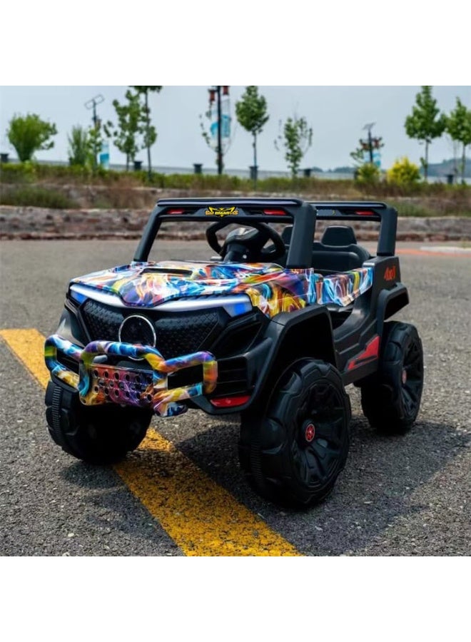 Gold Mantis 12V Kids Electric Ride On Car 4x4 Jeep with Parental Remote Control, LED Lights, Music, USB, Double Motor Battery Powered Toy Car for Boys & Girls Multicolor - Image 3