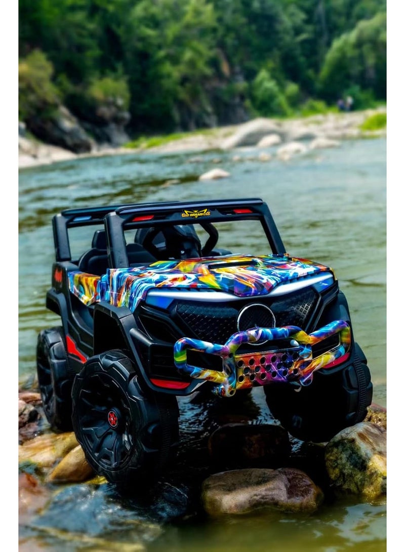 Gold Mantis 12V Kids Electric Ride On Car 4x4 Jeep with Parental Remote Control, LED Lights, Music, USB, Double Motor Battery Powered Toy Car for Boys & Girls Multicolor - Image 2