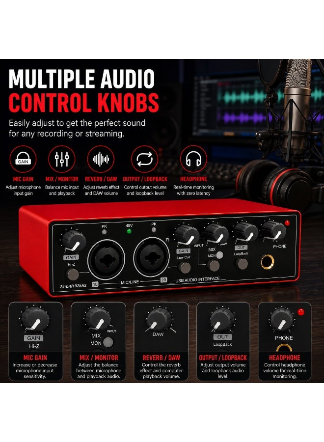 T02 USB External Sound Card Studio Audio Mixer – Live Streaming, Recording, Podcast & Music Production Interface - Image 2