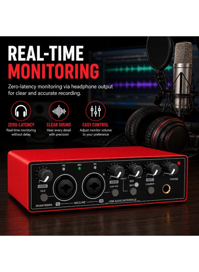 T02 USB External Sound Card Studio Audio Mixer – Live Streaming, Recording, Podcast & Music Production Interface - Image 3