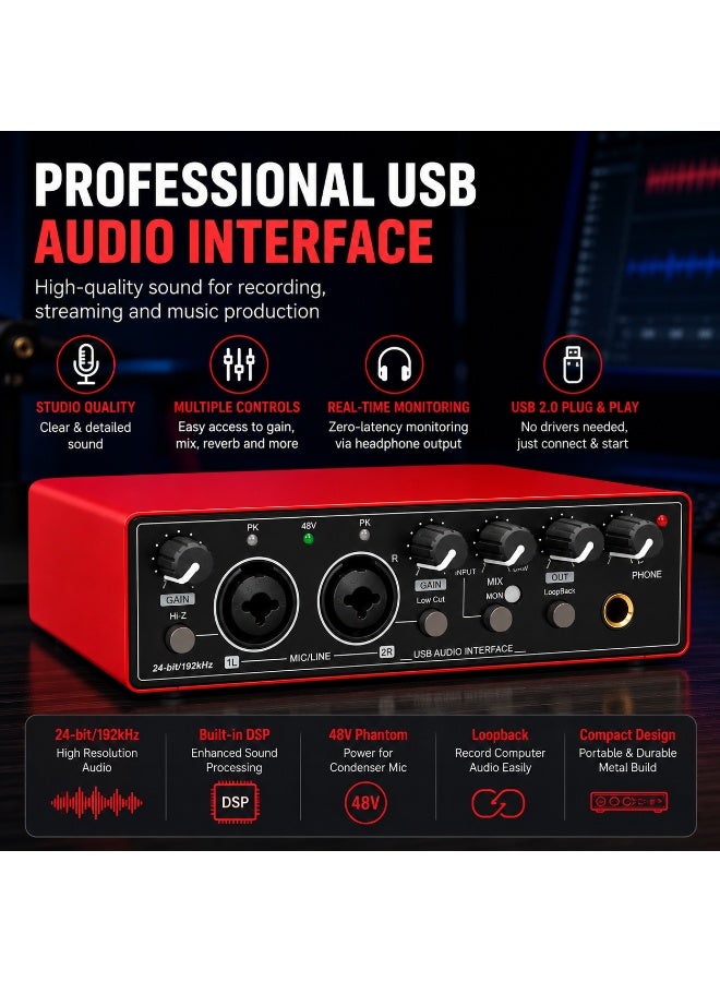 T02 USB External Sound Card Studio Audio Mixer – Live Streaming, Recording, Podcast & Music Production Interface - Image 4