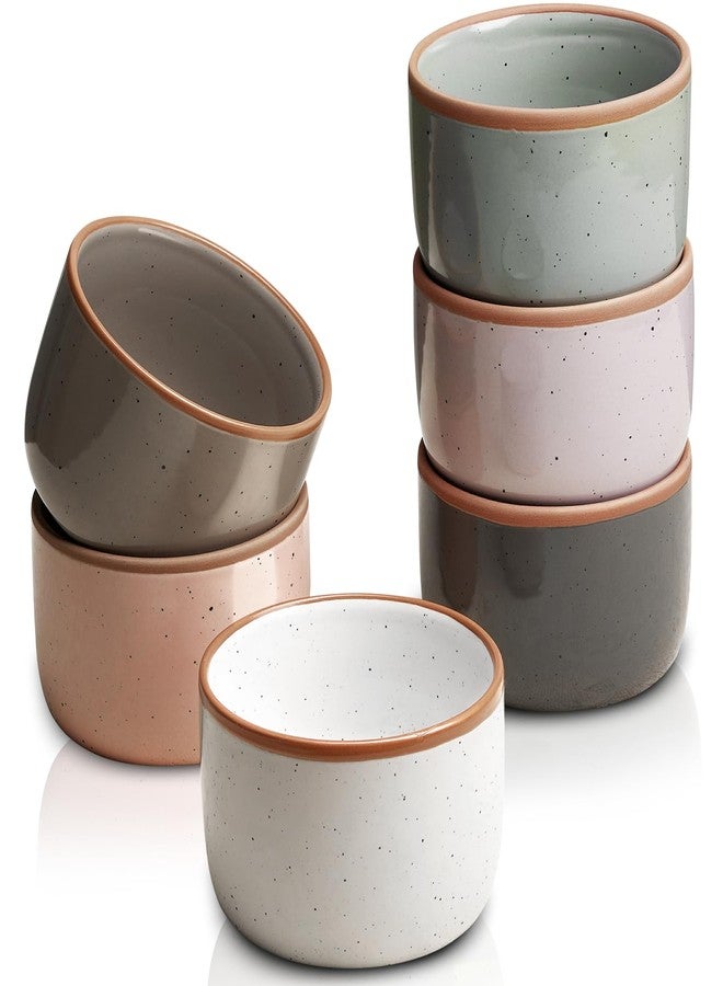 Gencywe Morandi Color Ramekins Set of 6, 6 oz Creme Brulee Ramekin Oven Safe, Porcelain Ramekin Bowls, Mini Cheesecake Pans, Small Baking Dish, Dipping Sauce Bowls, Ramekins for Baking Souffle, Ice Cream - Image 1