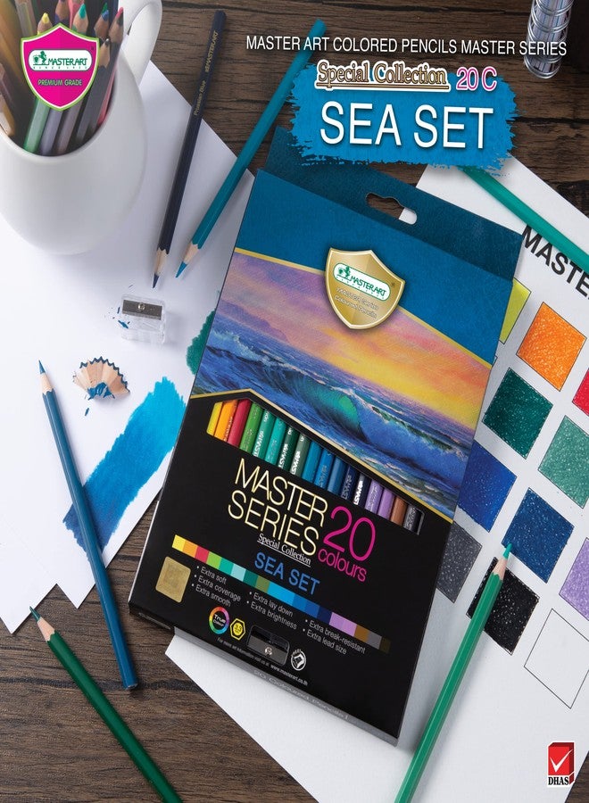 MASTERART Colored Pencils Master Series 20 Colors in Special Collection for Kids and Adults Coloring (SEA SET) - Image 2