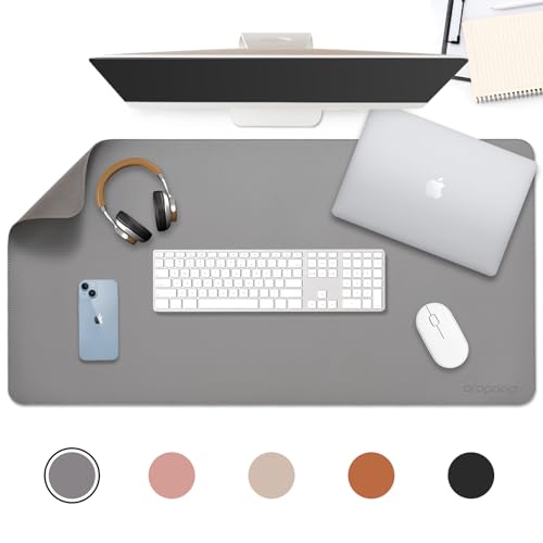 AROPANA Anti-Slip Extended Mouse Pad | PU Vegan Leather Desk Mat | Large Computer Desk Protector Pad with Suede Base for Keyboard, Laptop, Office & Home (70x35CM, Grey) - Image 2