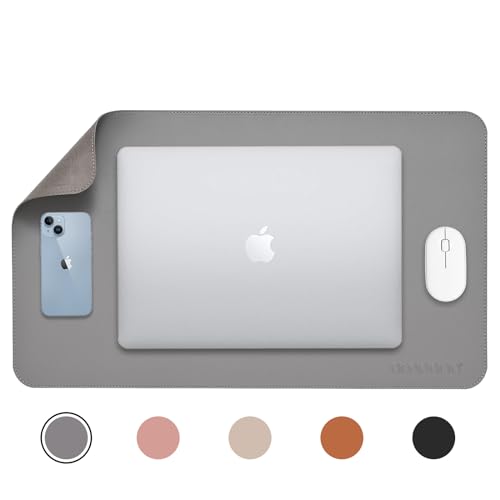 AROPANA Anti-Slip Extended Mouse Pad | PU Vegan Leather Desk Mat | Large Computer Desk Protector Pad with Suede Base for Keyboard, Laptop, Office & Home (70x35CM, Grey) - Image 4
