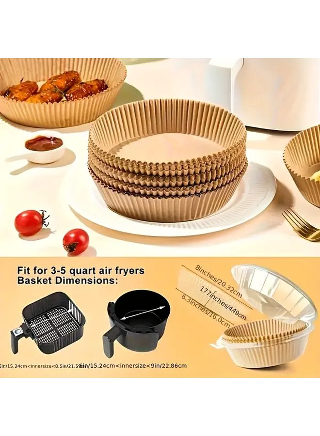 Brown Non Stick Air Fryer Liners 100Pcs Round Square Easy Clean Healthy Cooking Baking Roasting Microwave - Image 4