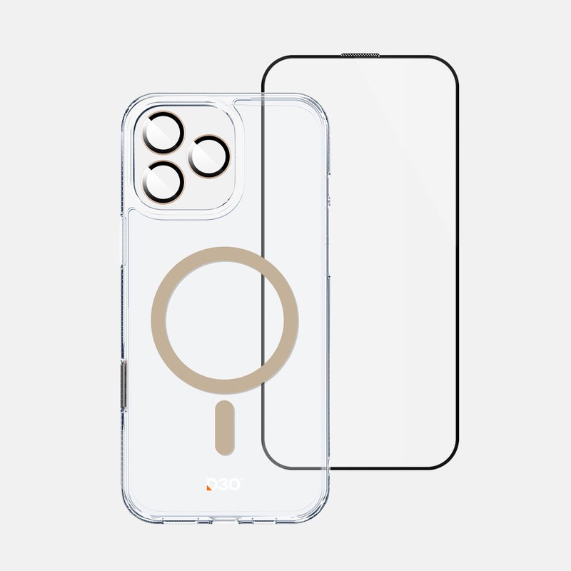 ارمور برو مجموعة حماية 3-in-1، iPhone 16 Pro Max، تقنية D3O، وضوح HD، مضاد للانعكاس، ذهبي Gold - Image 5