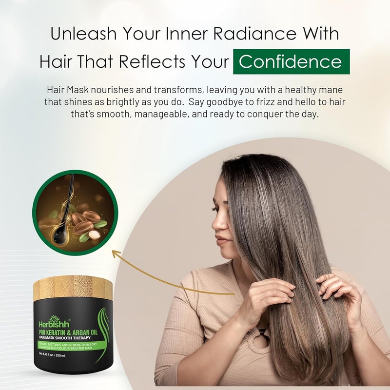 Herbishh Pro Keratin & Argan Oil Hair Mask 250 ml - Image 2