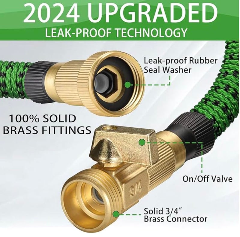 J B J&B XpandaHose 50ft Expandable Garden Hose with Holder - Heavy Duty Superior Strength 3750D - 4 -Layer Latex Core - Extra Strong Brass Connectors and 10 Spray Nozzle w/Storage Bag (Green 50) - Image 3