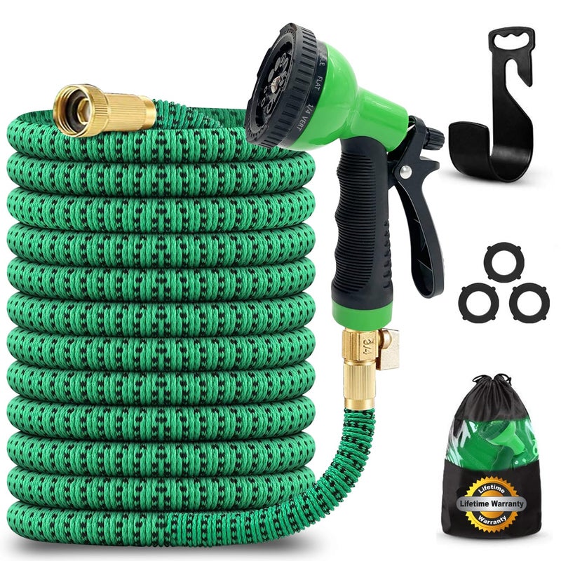J B J&B XpandaHose 50ft Expandable Garden Hose with Holder - Heavy Duty Superior Strength 3750D - 4 -Layer Latex Core - Extra Strong Brass Connectors and 10 Spray Nozzle w/Storage Bag (Green 50) - Image 4