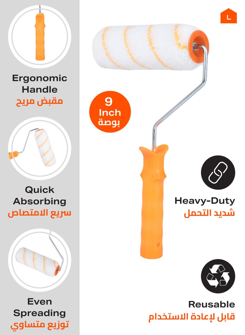 LAWAZIM Painting Roller -9inch- Heavy-Duty Paint Applicator with Ergonomic Handle and Quick Absorbing and Even Spreading -Ideal for Interior and Exterior Walls, Ceilings, and Home Improvement Projects - Image 2