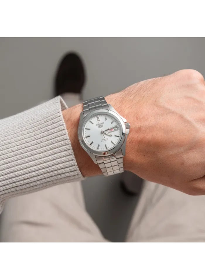 سيكو ساعة سيكو 5 SNKK87K1 الأوتوماتيكية الميكانيكية الرسمية، 38 ملم من الستانلس ستيل، مينا فضي-أبيض - Image 2