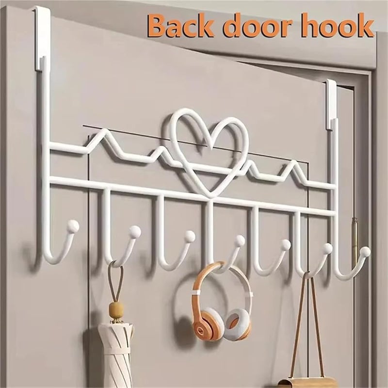 White Heart Shaped Door Hook 3PCS Punch Free Wall Hanger For Clothes Storage Organizer - Image 4