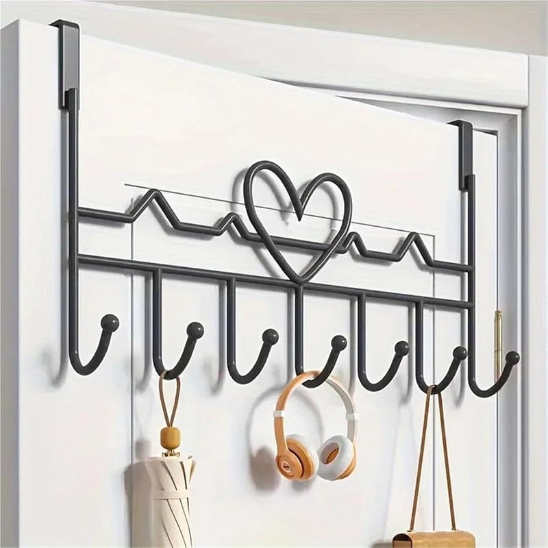 White Heart Shaped Door Hook 3PCS Punch Free Wall Hanger For Clothes Storage Organizer - Image 5