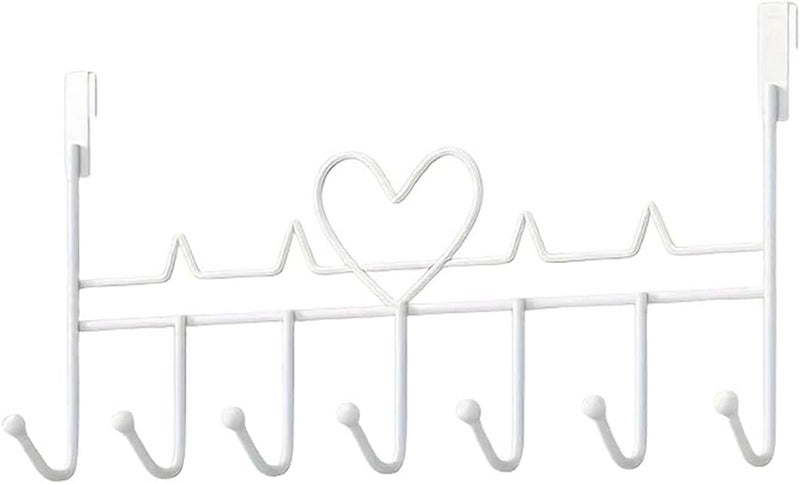 White Heart Shaped Door Hook 3PCS Punch Free Wall Hanger For Clothes Storage Organizer - Image 1