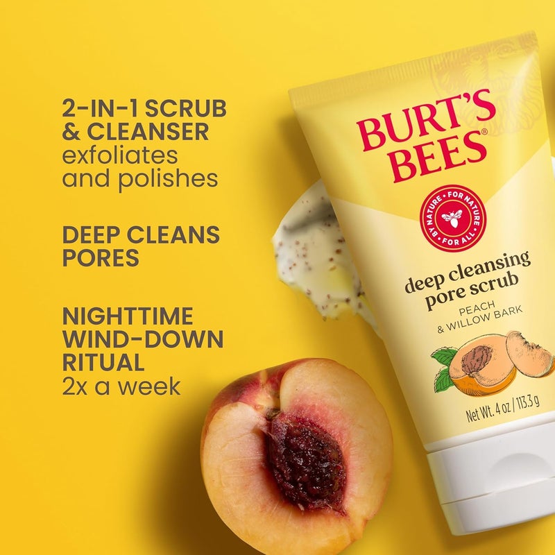 Burt's Bees Deep Cleansing Pore Scrub with Peach & Willow Bark - 4 Ounces, Pack of 3 - Image 3