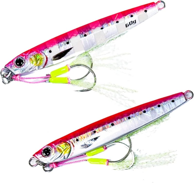 JIGGAT Cast I Jigs - 60g Pink Stripe Fishing Lure