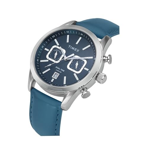 TIMEX ساعة تيمكس التناظرية للرجال مع قرص دائري أزرق وحزام جلدي أزرق مقاوم للماء - TWEG17608 - Image 2