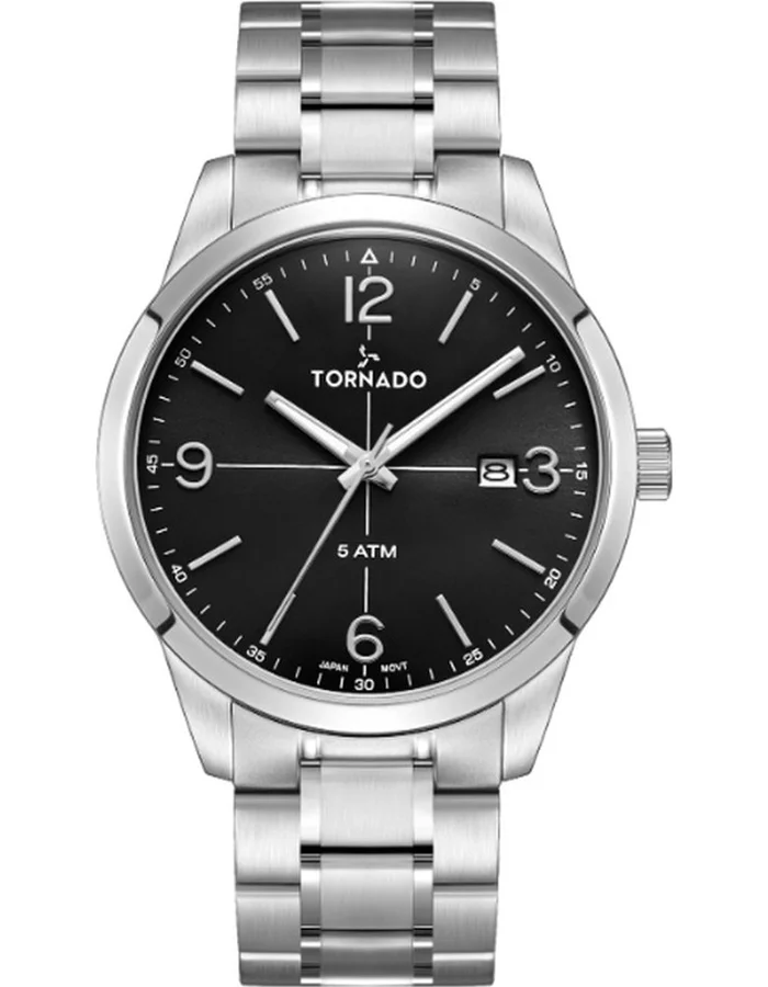 TORNADO Men's Stainless Steel Analog Watch T24007-SBSB - 42.5 mm