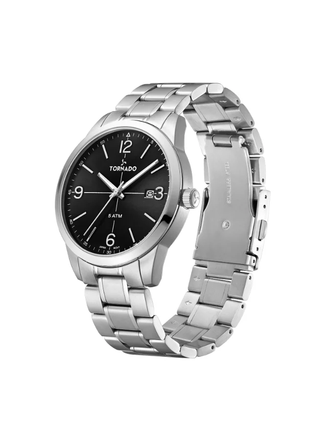 تورنيدو Men's Watch, Analog Display and Stainless Steel Strap - T24007-SBSB, Silver