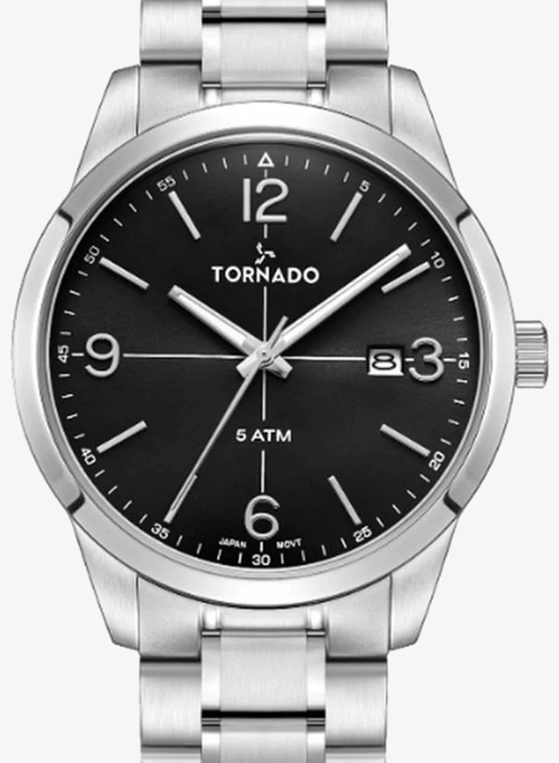 TORNADO Men's Stainless Steel Analog Watch T24007-SBSB - 42.5 mm