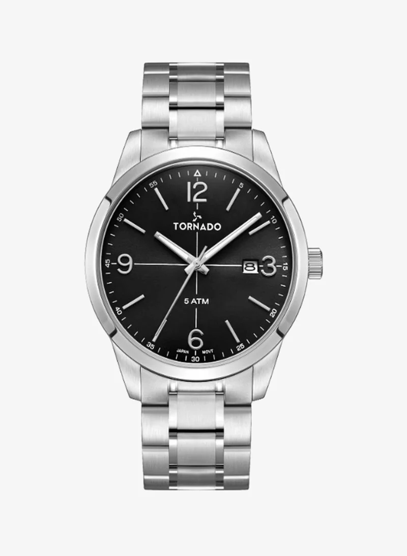 TORNADO Men's Stainless Steel Analog Watch T24007-SBSB - 42.5 mm