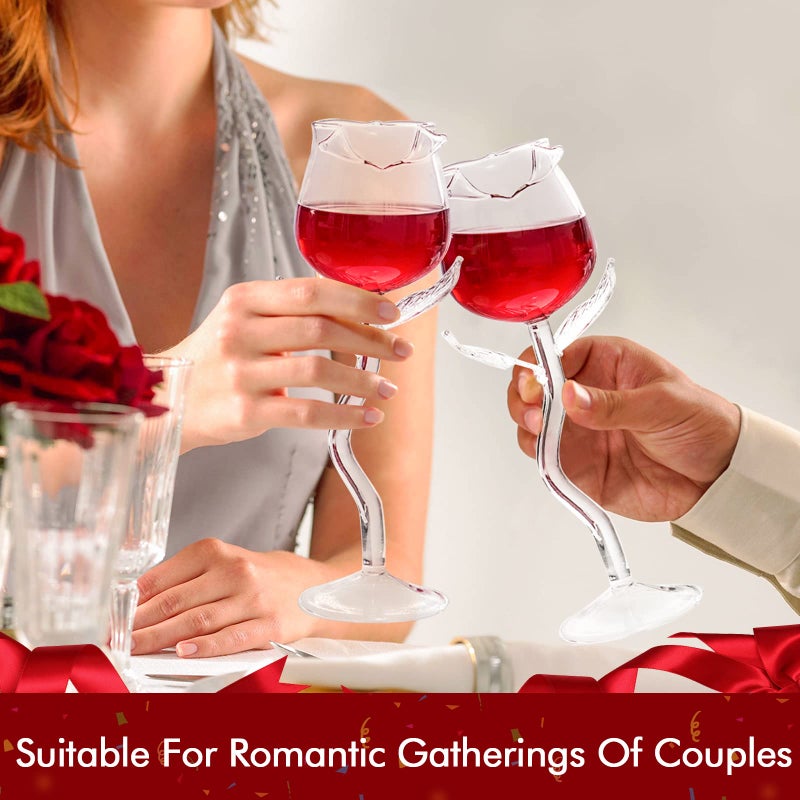 INFTYLE Rose Cocktail Glass Wine Goblet Glasses Flower Drinkware Set of 2, Crystal Champagne Flutes Classy Red Wine Glass, Ideal Gifts for Housewarming, Wedding, Birthday Celebrations - Image 5