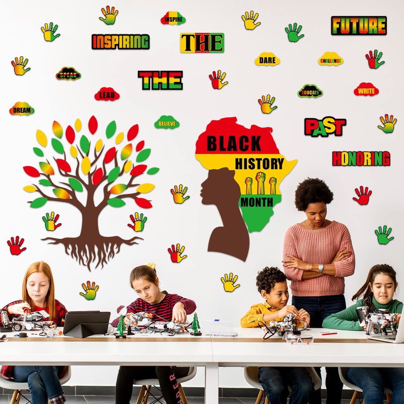 Outus 91 Pcs Black History Month Decorations for Classroom Bulletin Board Decorations Bulletin Board Cutouts Sets Wall Diversity Poster African American Celebration for Kids Educational Decor - Image 3